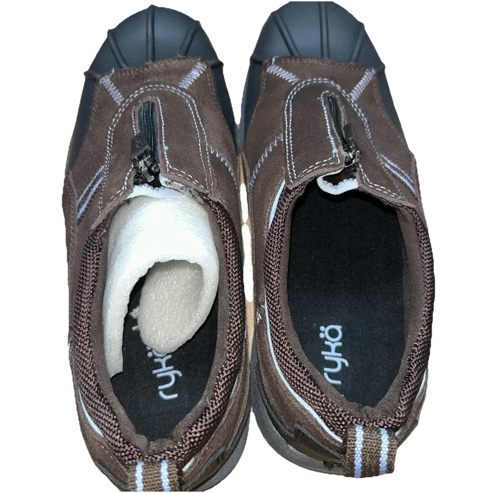 Ryka Women's Zip Front Brown Rain Duck Slip On Shoe Size 8W‎